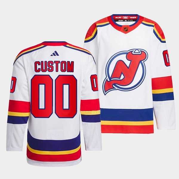 Mens New Jersey Devils Custom White 2022-23 Reverse Retro Stitched Jersey->customized nhl jersey->Custom Jersey